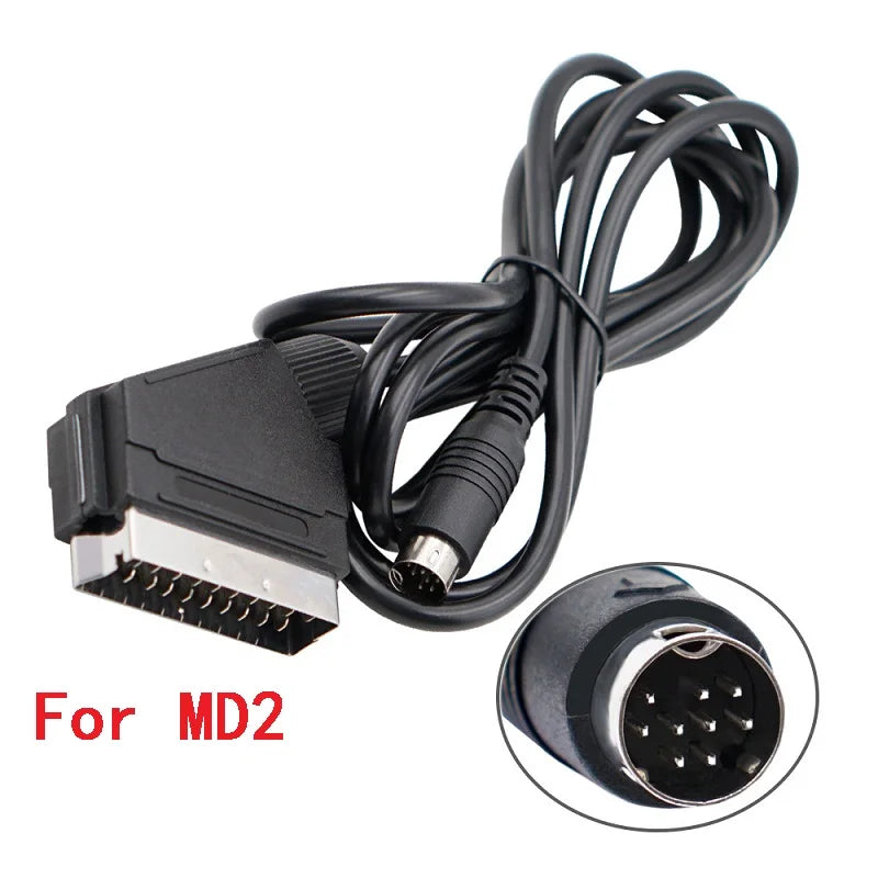 1.8m RGB Scart Cable For PS2/PS1/PS3/SEGA Mega Drive1/MD2/DC Dreamcast/Saturn/XBOX/XBOX 360 Retro Video Game Consoels