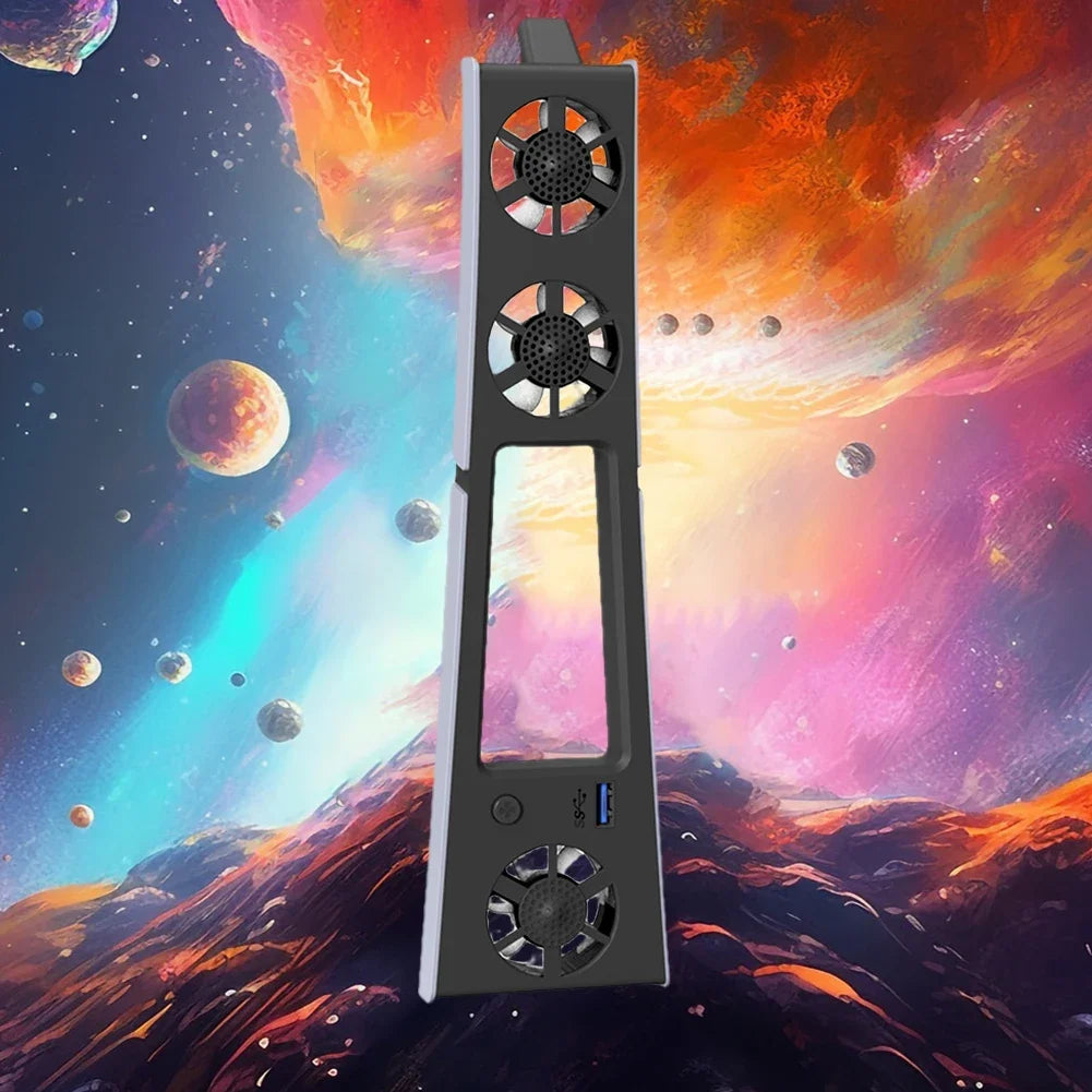 Silent Enhanced Cooling Fan for PS5 Slim Console(Digital/Disc) with LED Lights Efficient Cooling System for Playstation 5 Slim