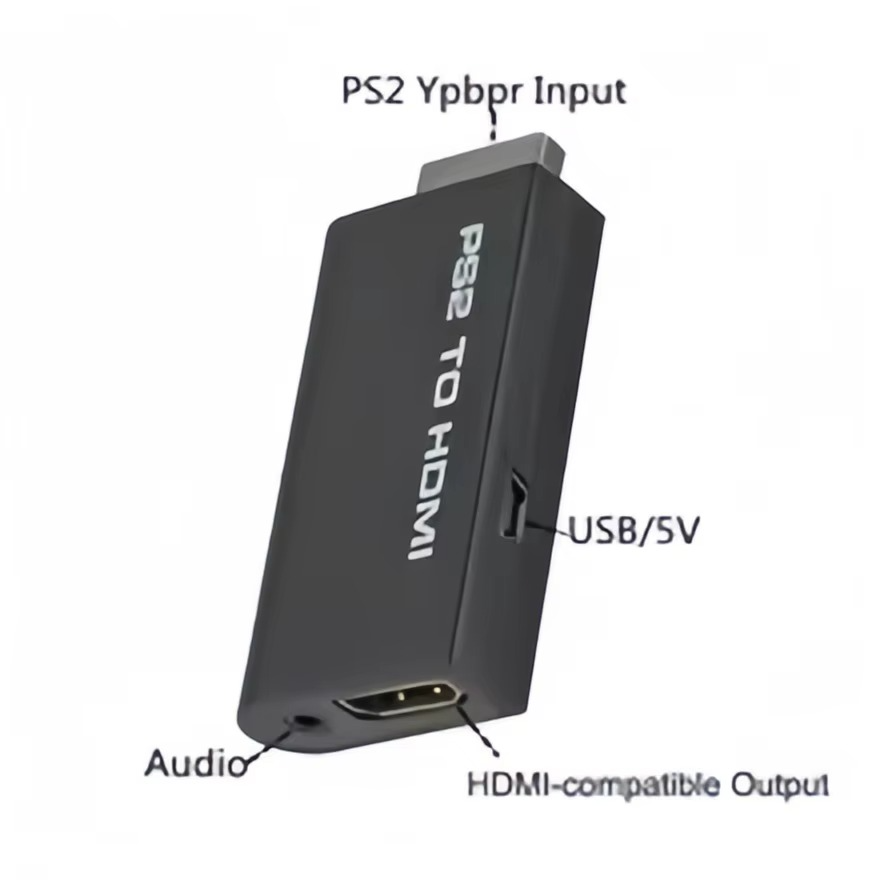 Convertitore da PS2 a HDMI 1080P - Adattatore Full HD con jack audio da 3,5 mm per PlayStation 2, supporta 480i/480p/576p e tutte le modalità display