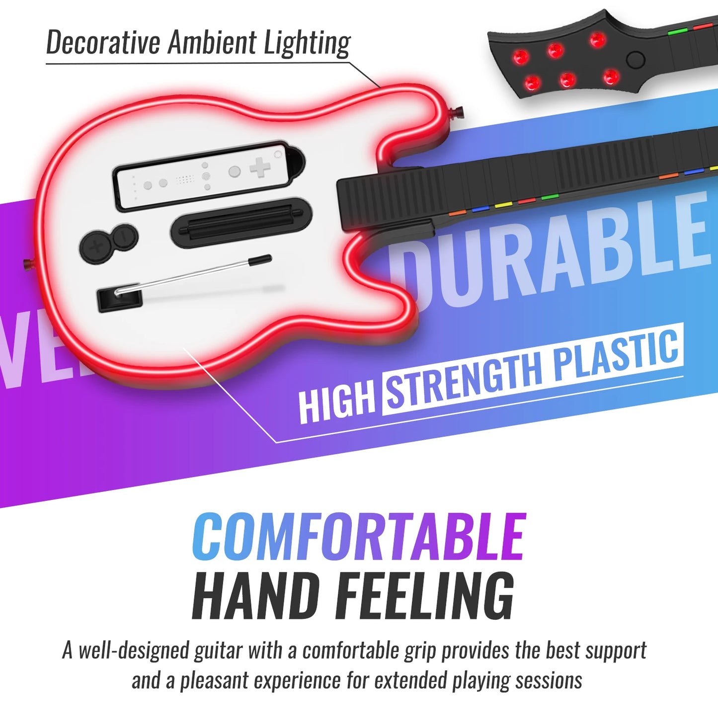 wii Console Wireless Guitar Controller wii Console Guitar for rock band games with RGB lights