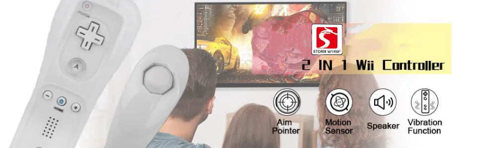 STORM WYRM Controllers Compatible for wii and Wii U with Built in Motion Plus,Controller with Silicone Case and Wrist WU001