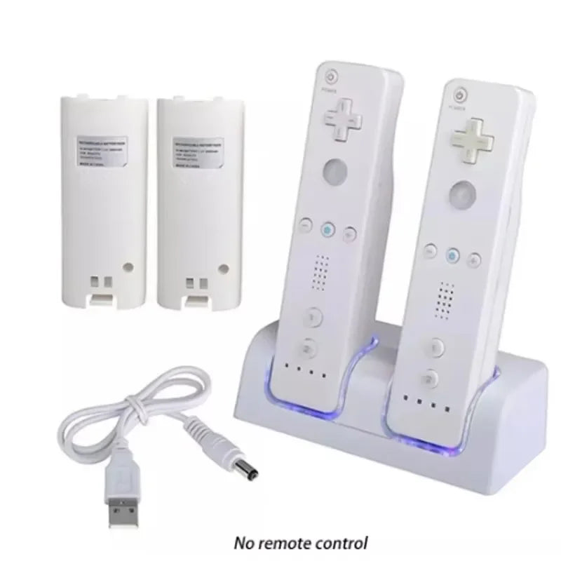 2 Ports Charging Stand Dock Station + 2 Batteries for Wii Gamepad Remote Controller Charging Dock Station