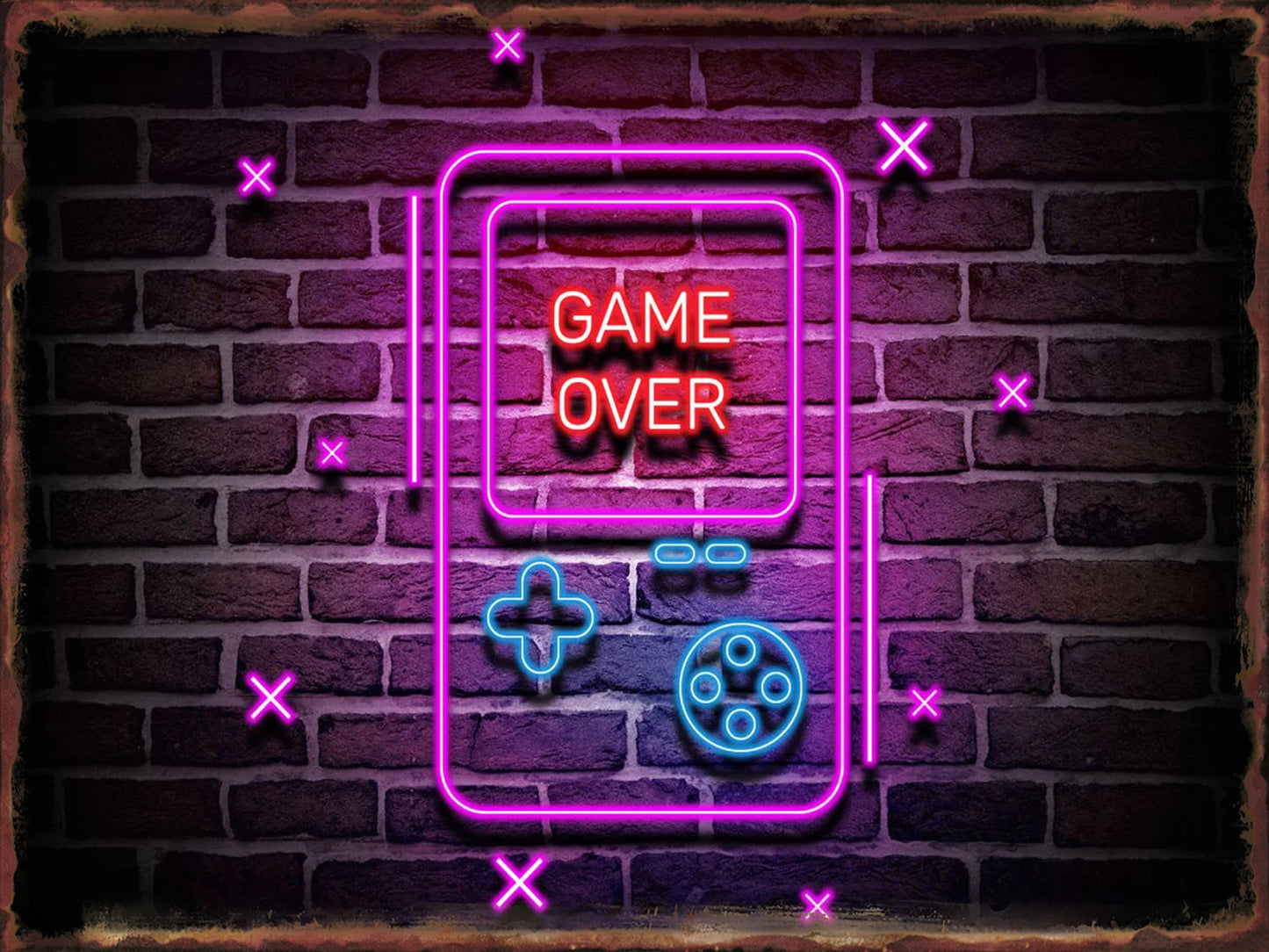 Neon Game Metal Tin Sign Gamer Room Poster Electronic Arena Wall Decor Internet Bar Plaque Gamepad Iron Plate Painted Home Mural