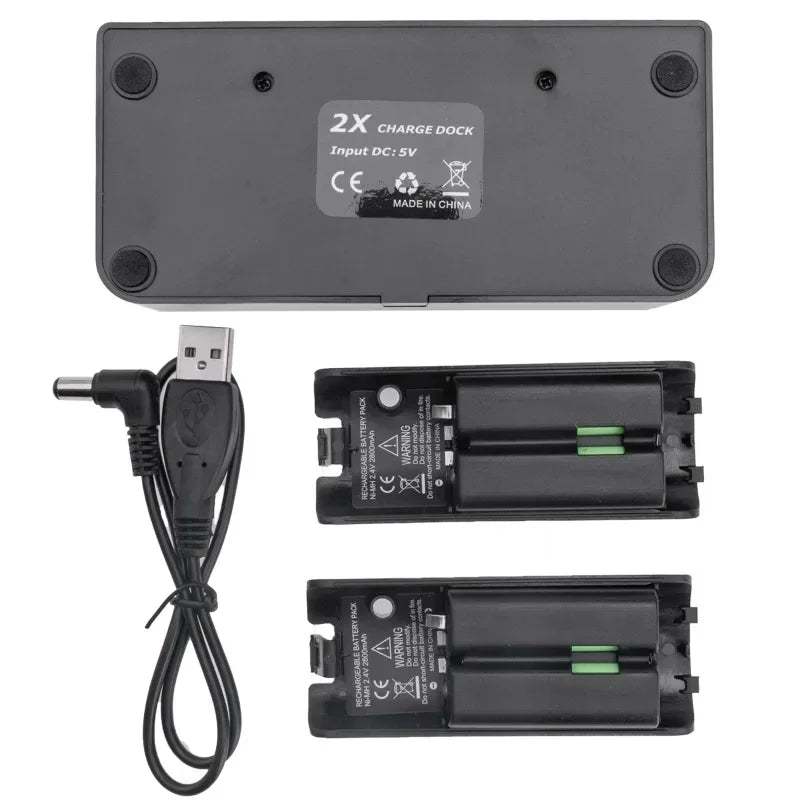 2 Ports Charging Stand Dock Station + 2 Batteries for Wii Gamepad Remote Controller Charging Dock Station