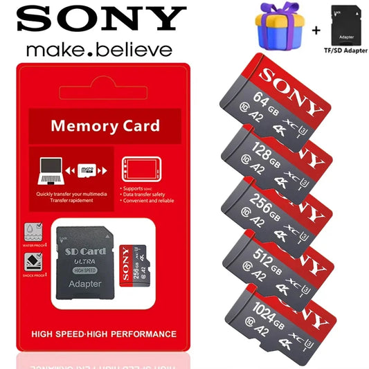 So/ny SD Memory Card High Speed Micro TF SD Card 128GB 1TB 512GB 256GB A2 U3 V30 SD TF Flash Cards For Xiaomi Phone Computer