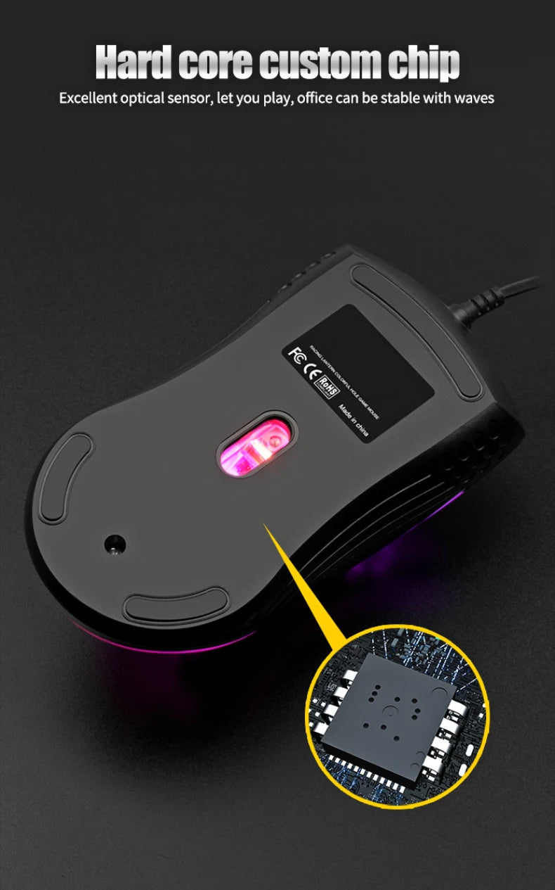 Wired Cable Gaming 7 breathing LED Back Light Optical Mouse USB Computer Hollowed out Mice Laptop Desktop 4D PC home use Office