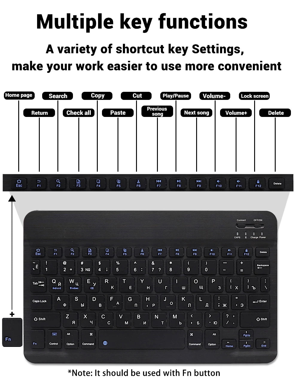 Mini Bluetooth Keyboard RGB Wireless Keyboard 10 inch Backlit Keyboard Backlight Touchpad Keyboard for IOS Android Windows iPad