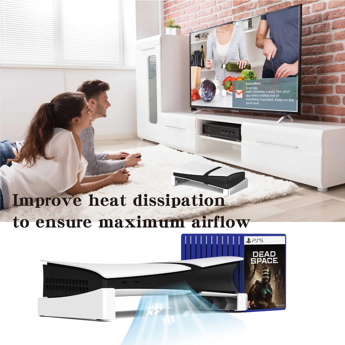 Horizontal Stand for PS5 Slim & Pro Console and Hold 12 Game Disc, Compatible with PlayStation 5 Slim/Pro Disc & Digital Edition