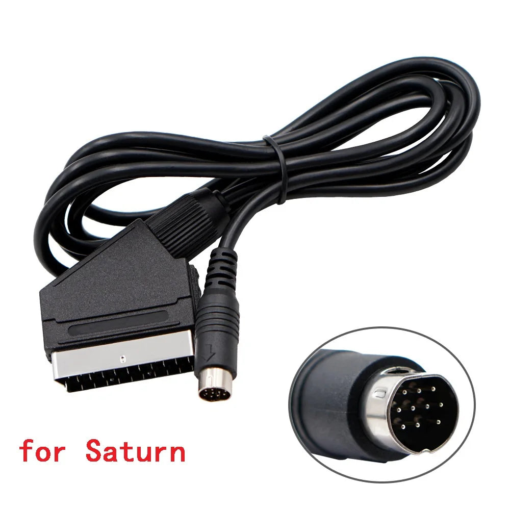 1.8m RGB Scart Cable For PS2/PS1/PS3/SEGA Mega Drive1/MD2/DC Dreamcast/Saturn/XBOX/XBOX 360 Retro Video Game Consoels